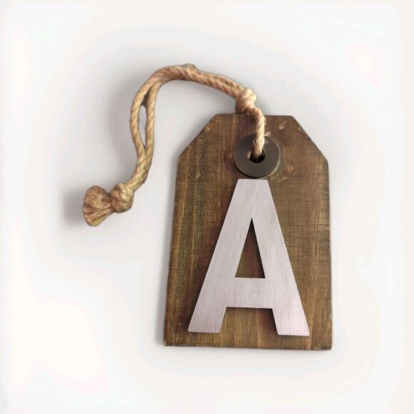 Rustic Wooden Sign Letter A Wall Hanging Rope Country Cottage Farmhouse - Picture 1 of 5